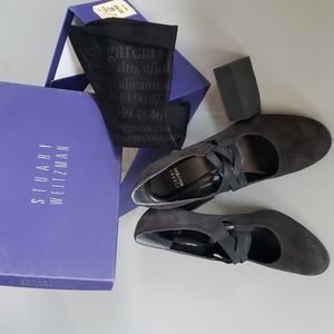 Stuart Weitzman grey suede heels